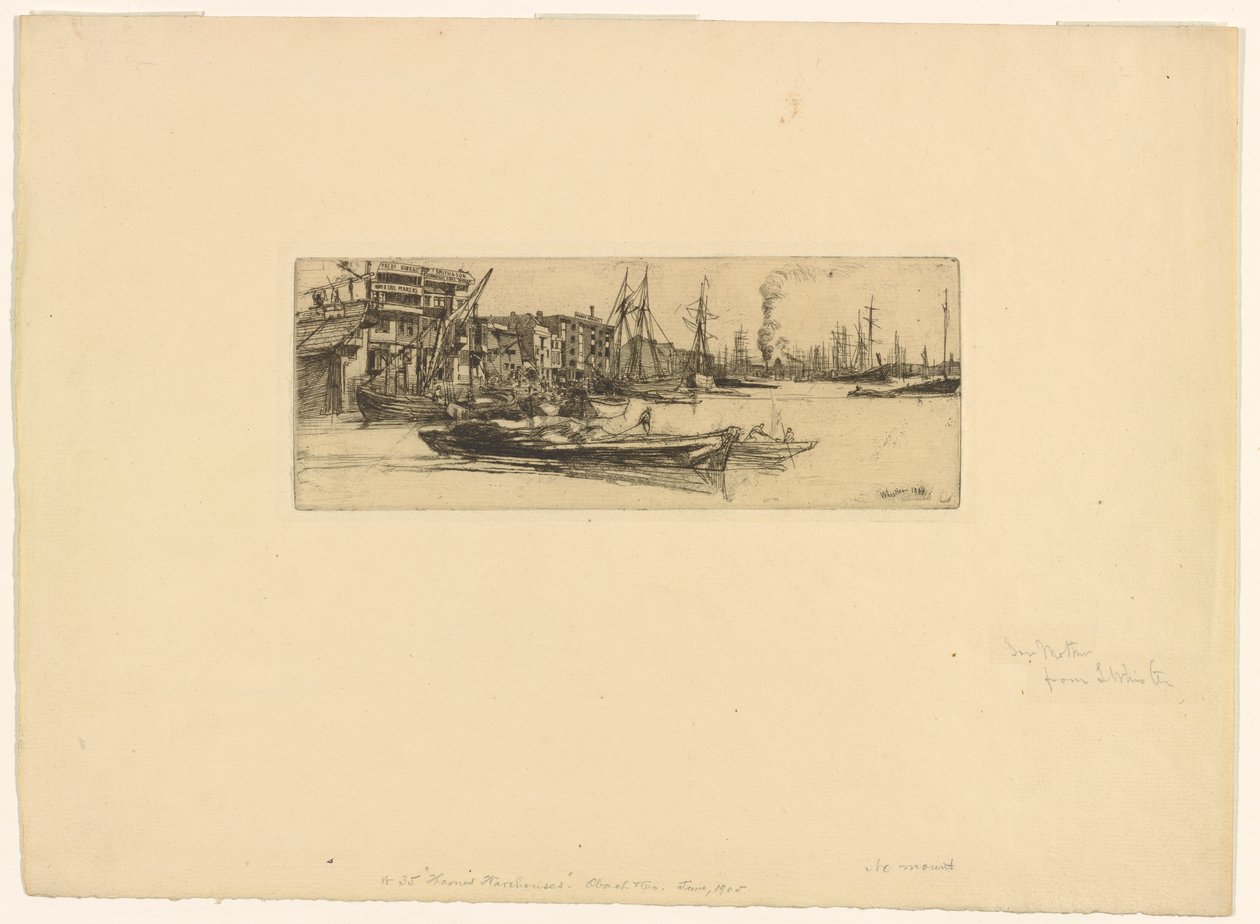 Thames Warehouses av James Abbott McNeill Whistler
