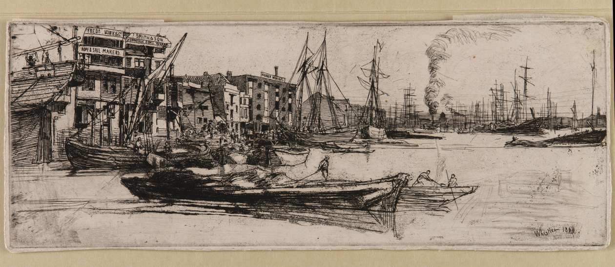 Thames Warehouses av James Abbott McNeill Whistler
