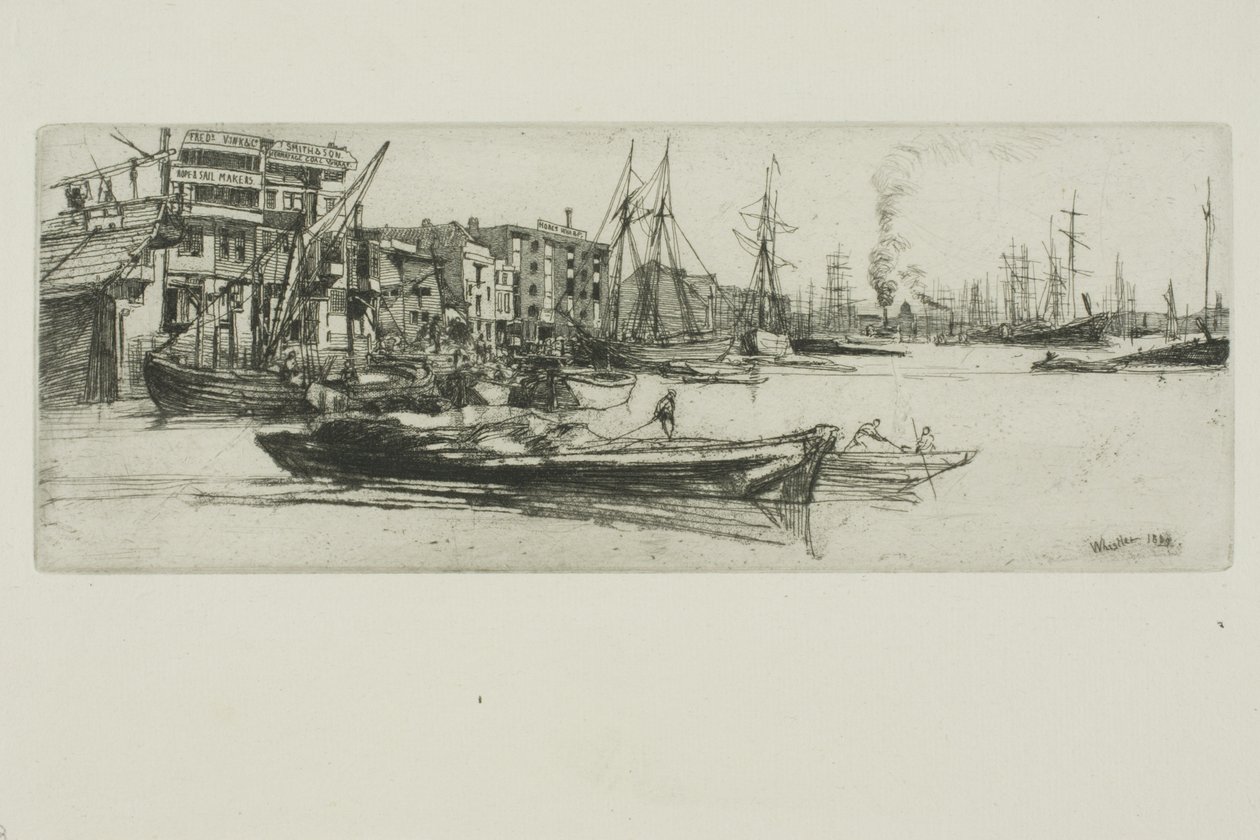Thames Warehouses av James Abbott McNeill Whistler