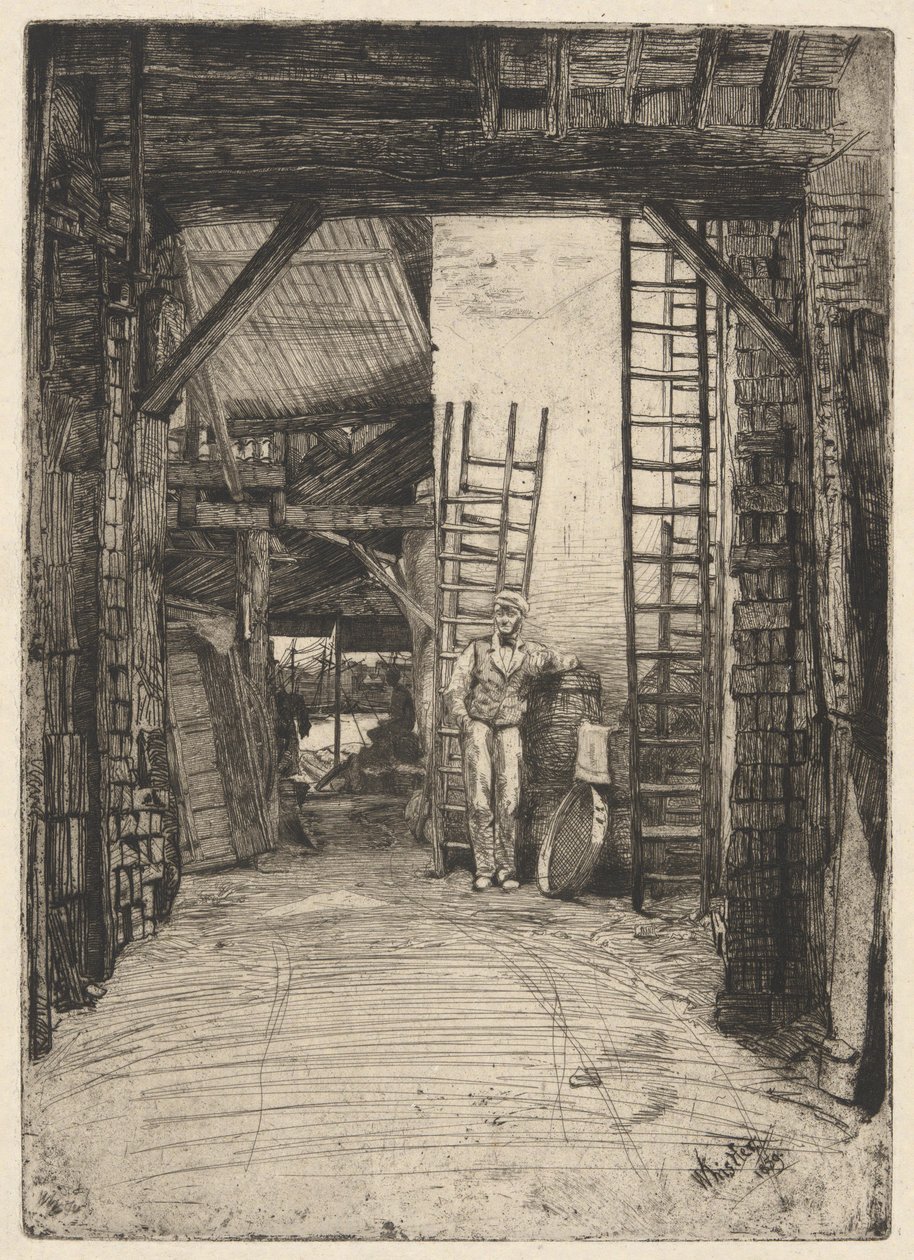 The Lime-Burner, fra Thames Set (En serie med seksten etsninger av scener på Themsen og andre emner) av James Abbott McNeill Whistler