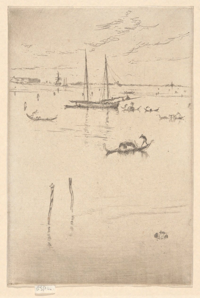 Den lille lagunen, fra det første Venezia-settet (Venezia, en serie med tolv etsninger) av James Abbott McNeill Whistler