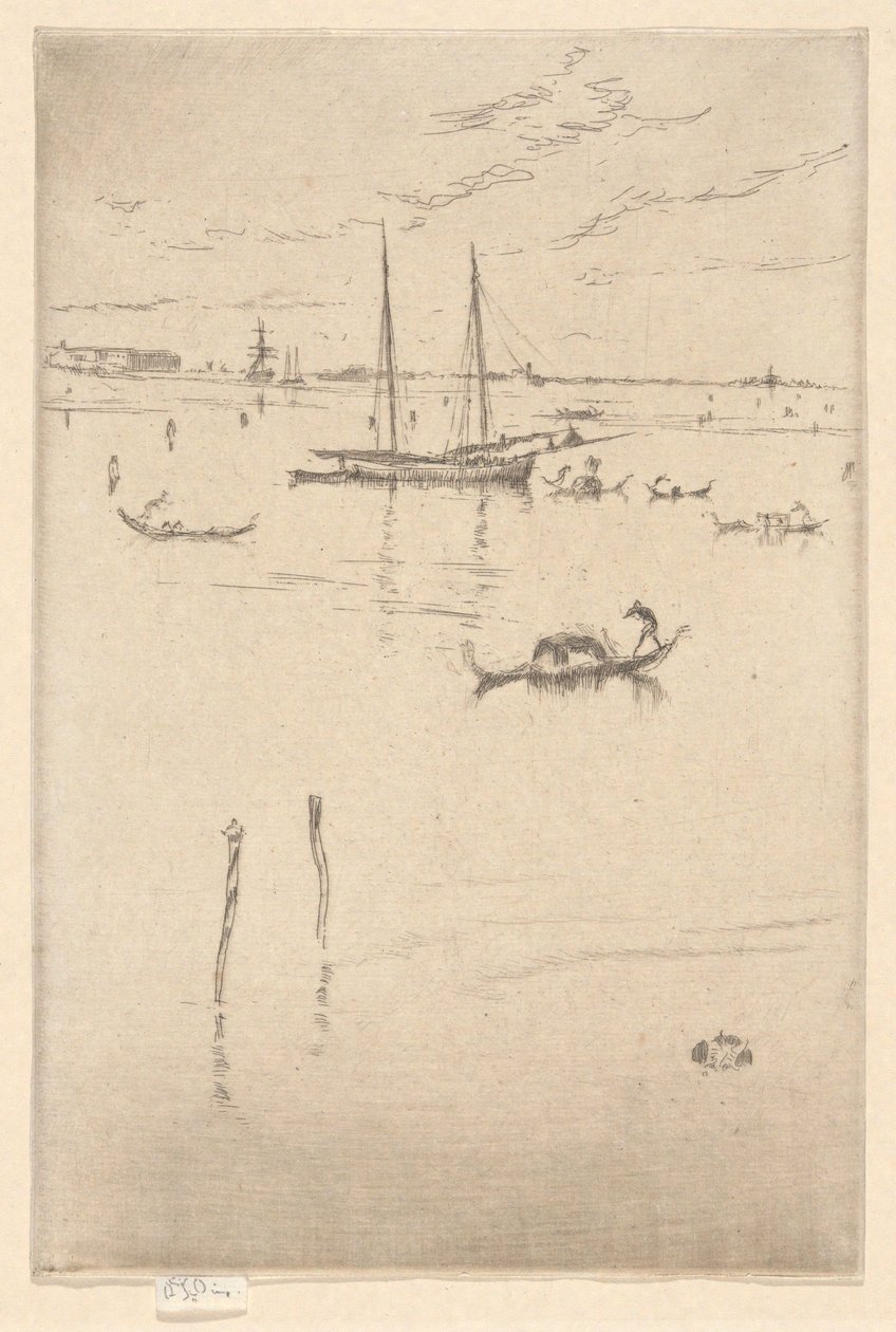 Den lille lagunen, fra den første Venezia-serien (Venezia, en serie på tolv raderinger) av James McNeill Whistler
