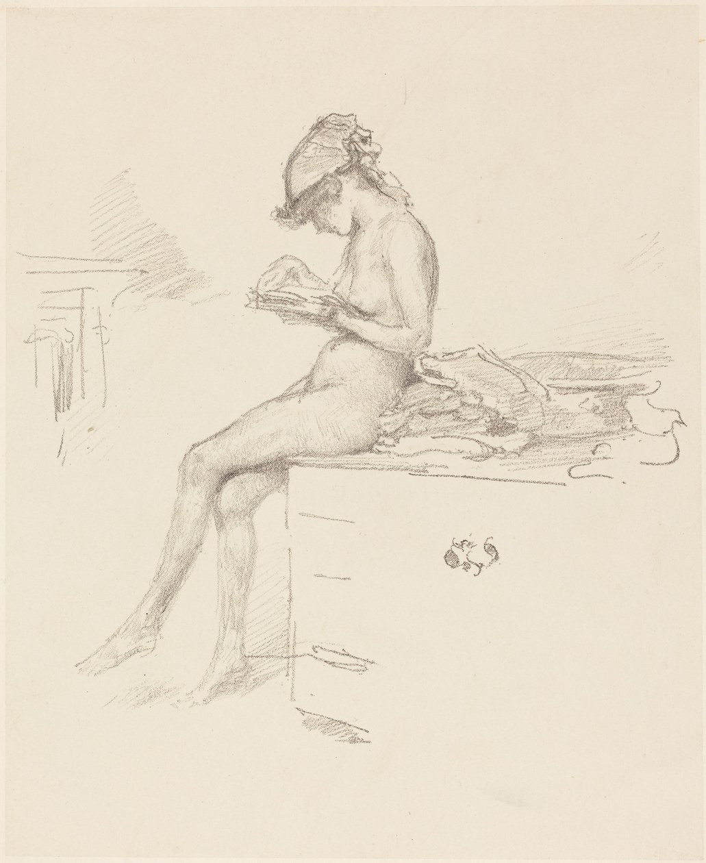 Den lille nakne modellen som leser av James McNeill Whistler