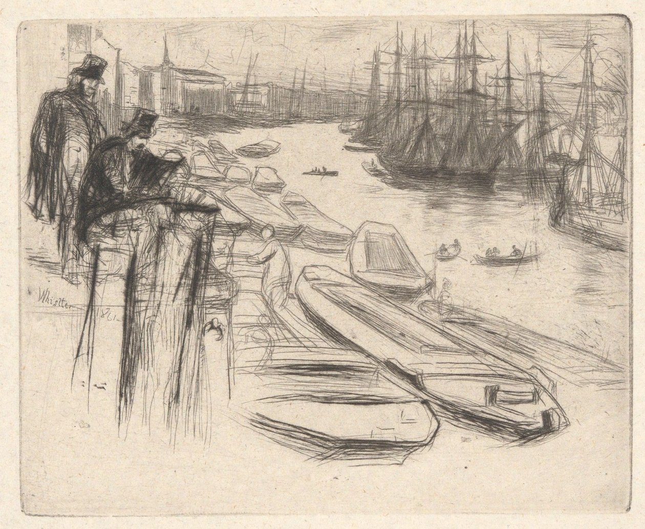 «The Little Pool», fra «Thames Set» (En serie på seksten raderinger av motiver fra Themsen og andre temaer) av James McNeill Whistler