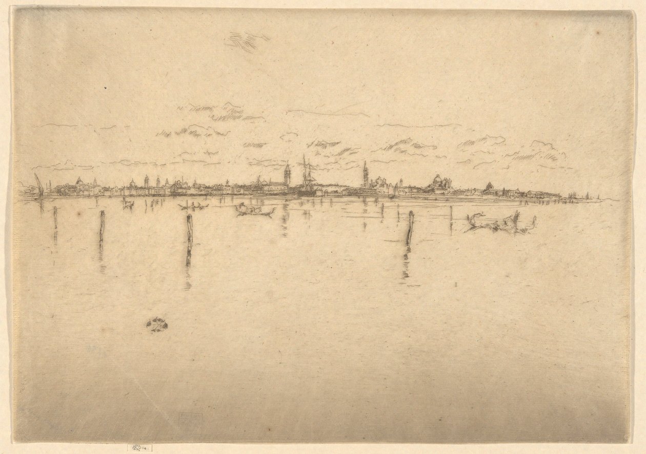 Det lille Venezia, fra det første Venezia-settet (Venezia, en serie med tolv etsninger) av James Abbott McNeill Whistler