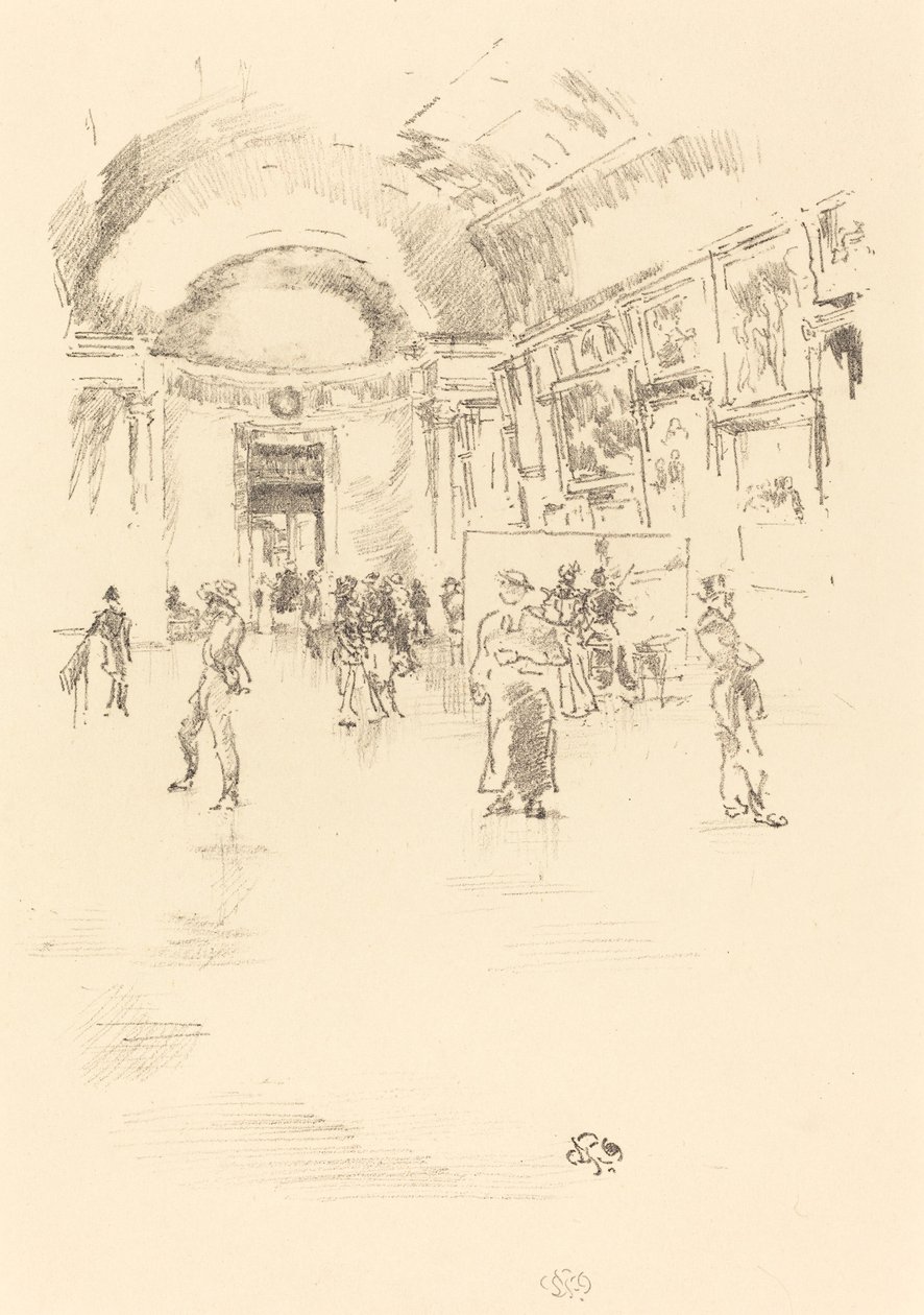 The Long Gallery, Louvre av James Abbott McNeill Whistler
