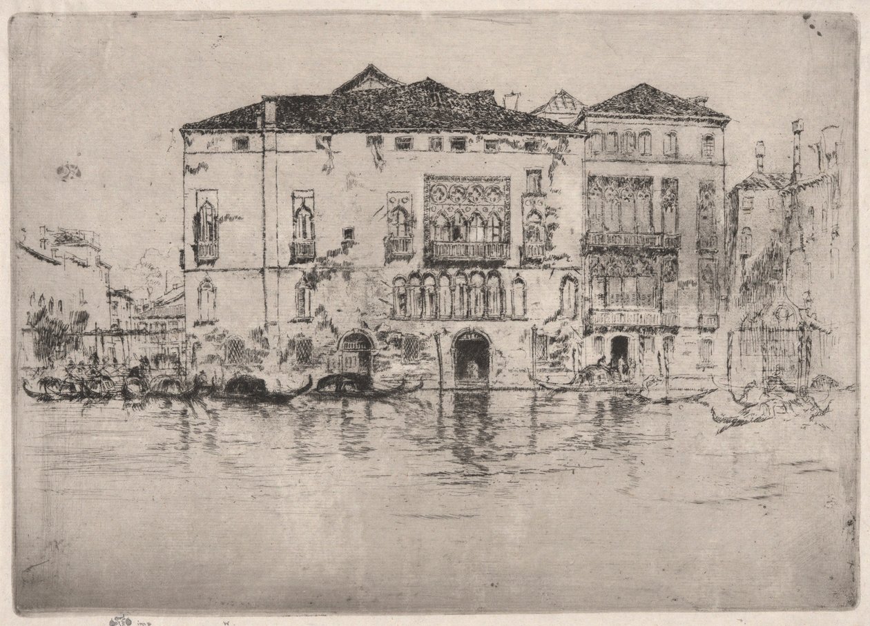 Palassene, fra det første Venezia-settet (Venezia, en serie med tolv etsninger) av James Abbott McNeill Whistler