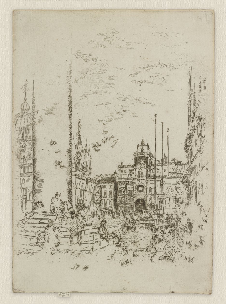 Piazzettaen, fra det første Venezia-settet (Venezia, en serie på tolv etsninger) av James McNeill Whistler