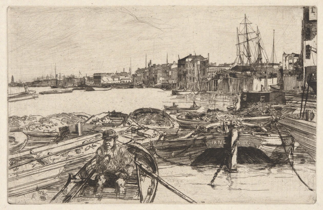 The Pool, from the Thames Set (En serie med seksten etsninger av scener på Themsen og andre emner) av James Abbott McNeill Whistler