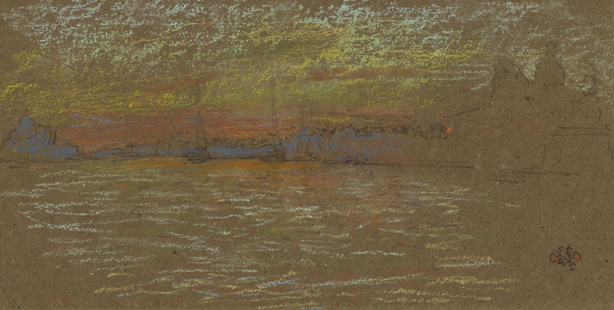 Riva – Solnedgang: Rødt og gull av James McNeill Whistler