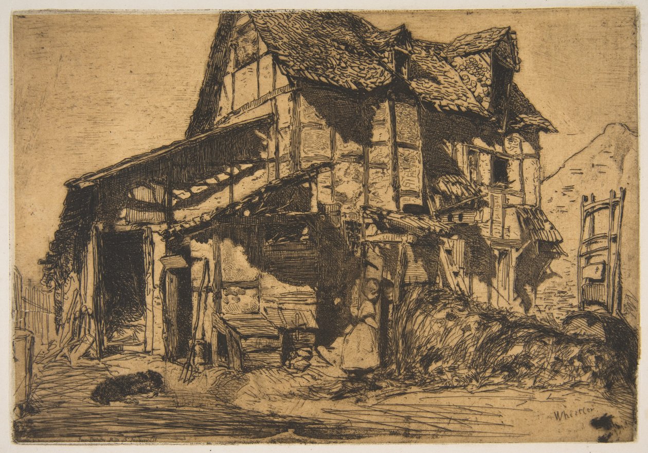 Den falleferdige leiegården (Den gamle gården) av James McNeill Whistler