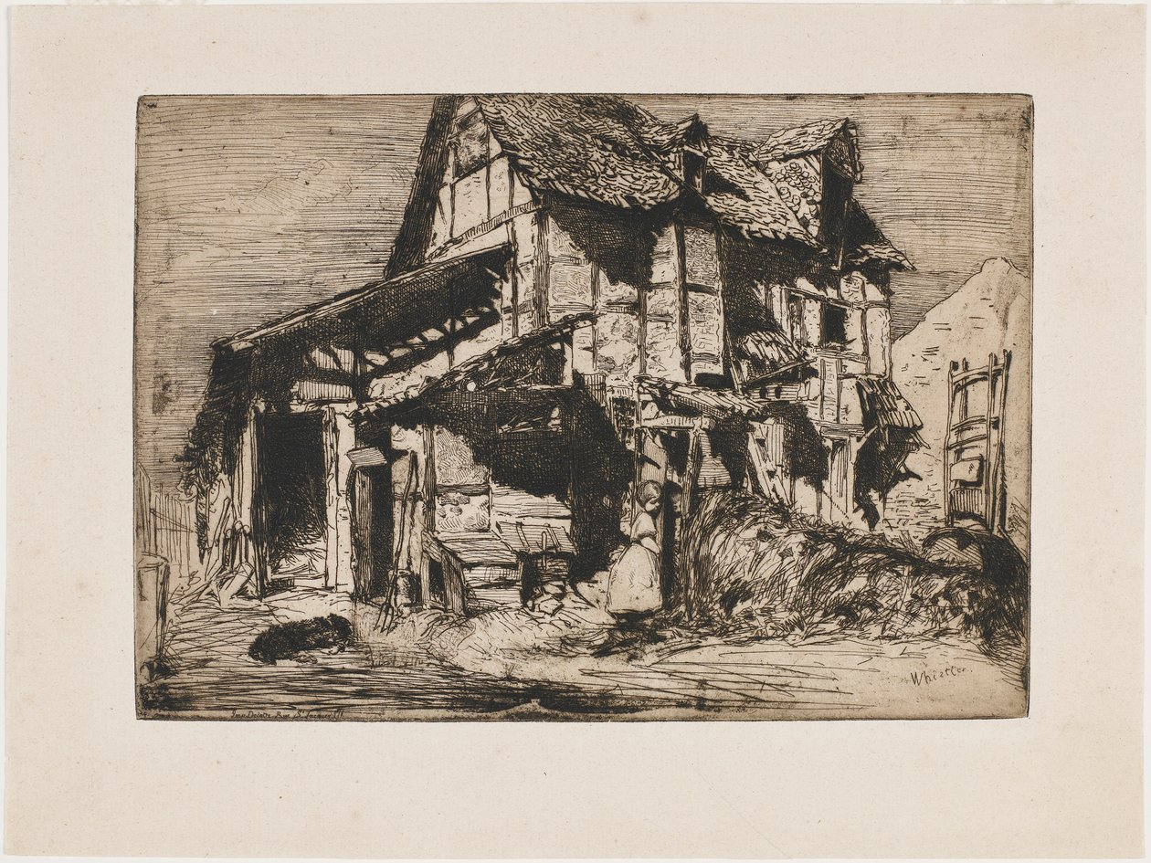 Den usikre leiegården. En av de tolv etsningene fra naturen (The French Set) av James Abbott McNeill Whistler