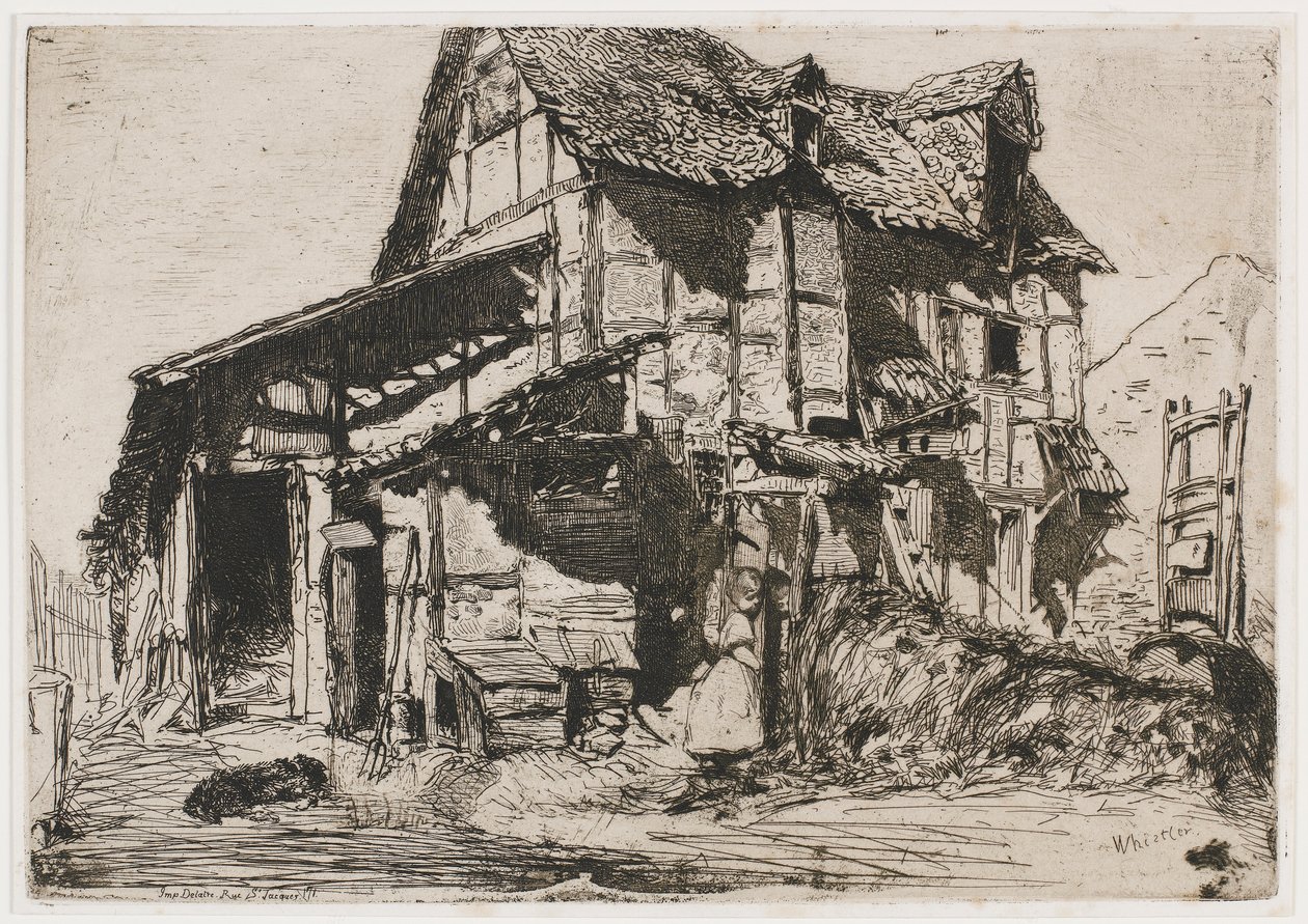 Den usikre leiegården. En av de tolv etsningene fra naturen (The French Set) av James Abbott McNeill Whistler