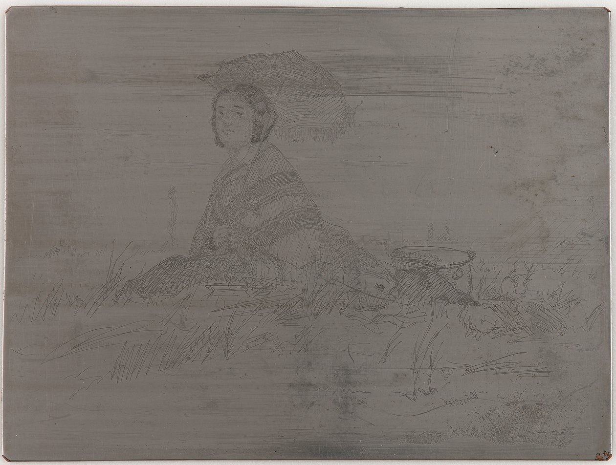 <em>En Plein Soleil</em>. Ukansellert plate fra Twelve Etchings from Nature (The French Set) av James Abbott McNeill Whistler
