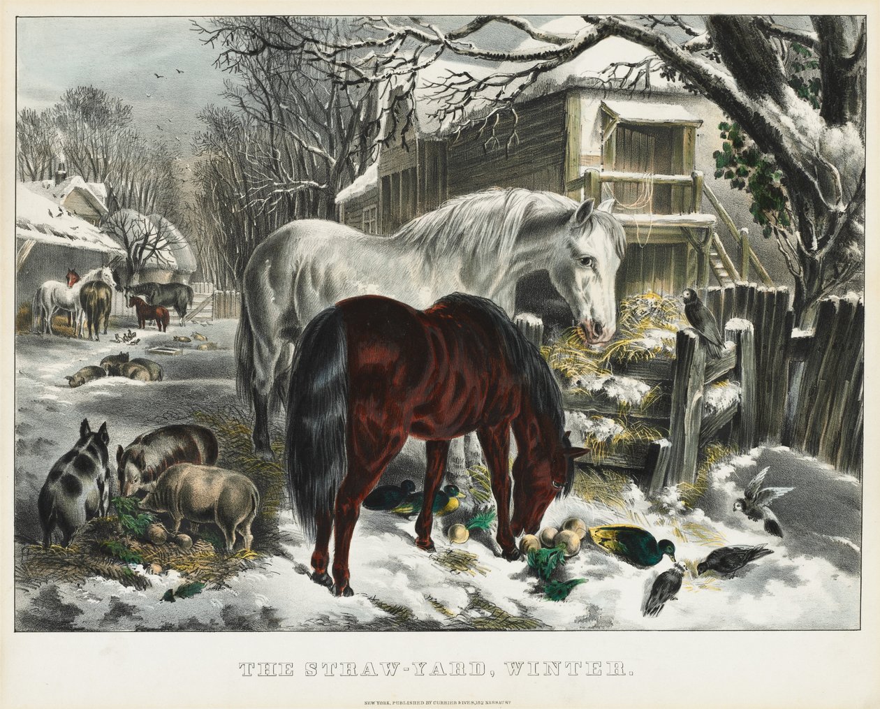 Halmgård, vinter, 1800-tallet. av James Merritt Ives