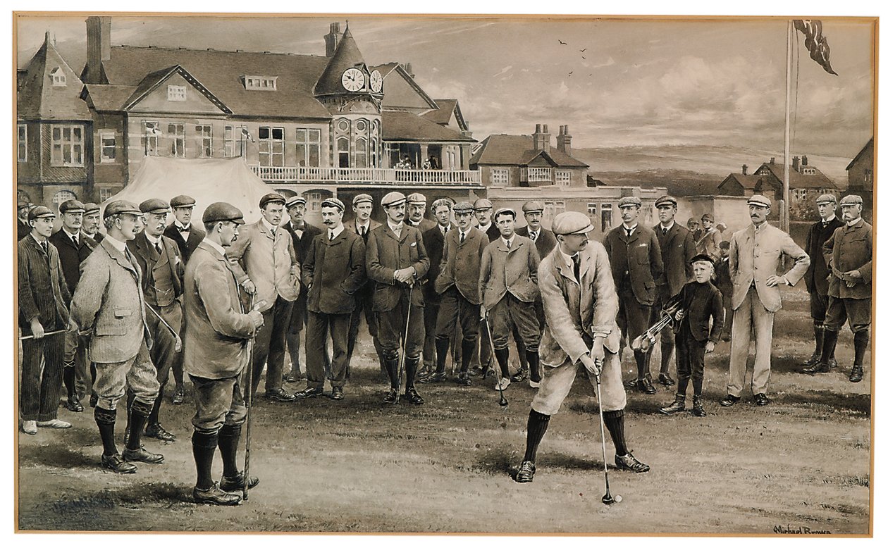 The International Golf Match of 1902 (blyant og grå vask på papir) (se også 2413665) av James Michael Brown