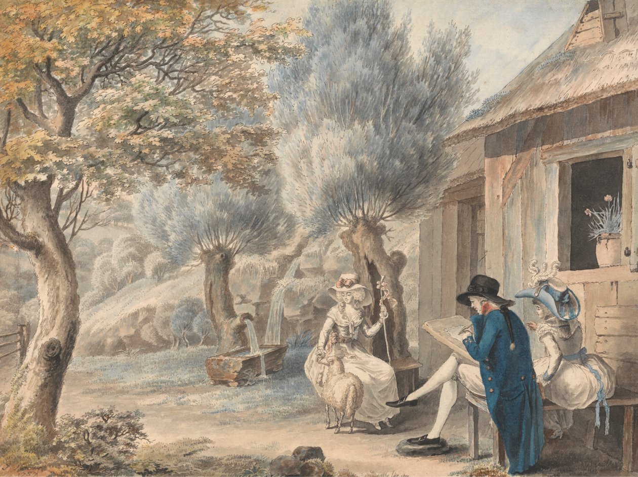 The Artist Sketching Mlle. de St. Legier som gjeterinne av James Moore