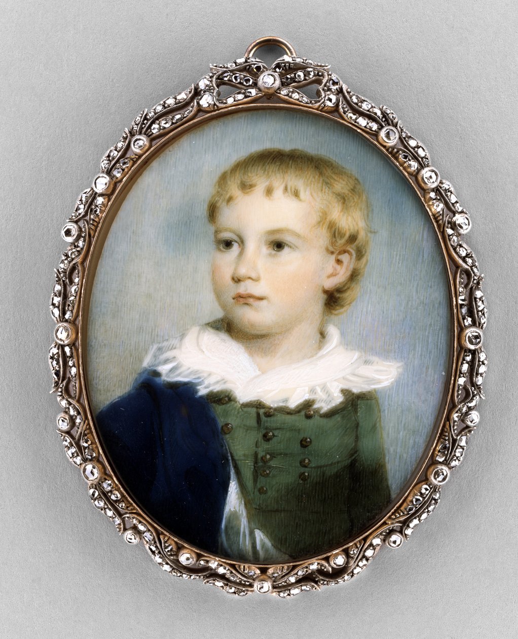Portrett av en gutt, ca. 1810-20 (akvarell på elfenben av James Nixon