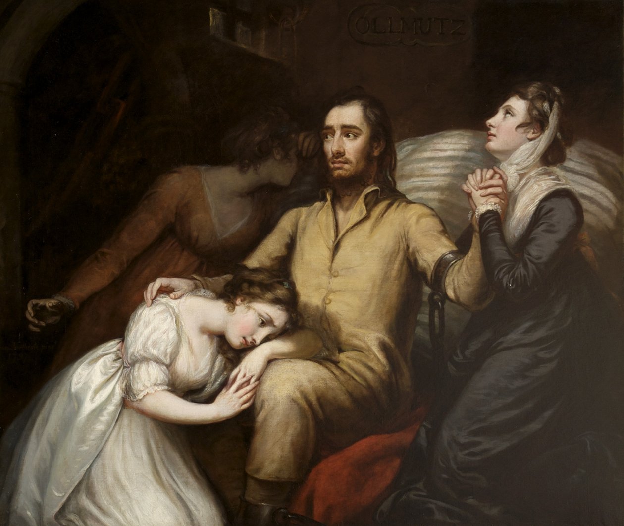 Lafayette i fangehullet ved Olmütz med sin kone og døtre, 1797 av James Northcote