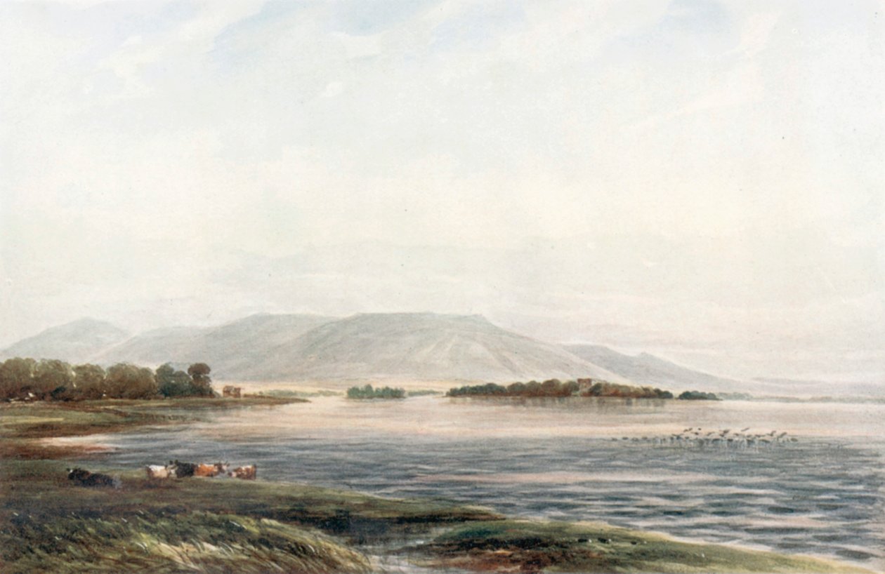 quot;Lochleven slottquot; (fargelitografi) av James Orrock