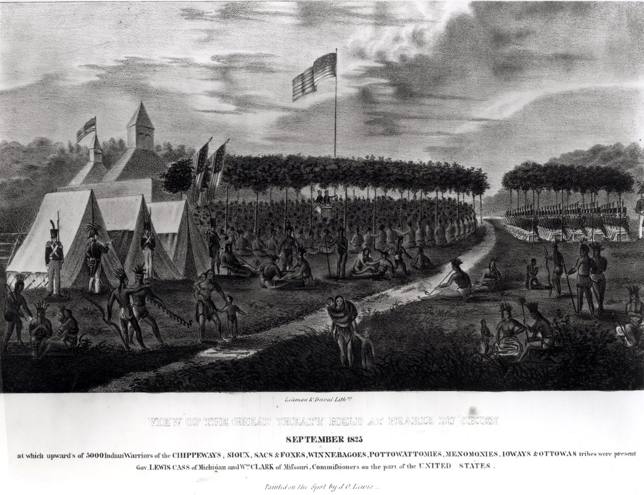 Utsikt over den store traktaten holdt på Prairie du Chien, Wisconsin, september 1825, fra 