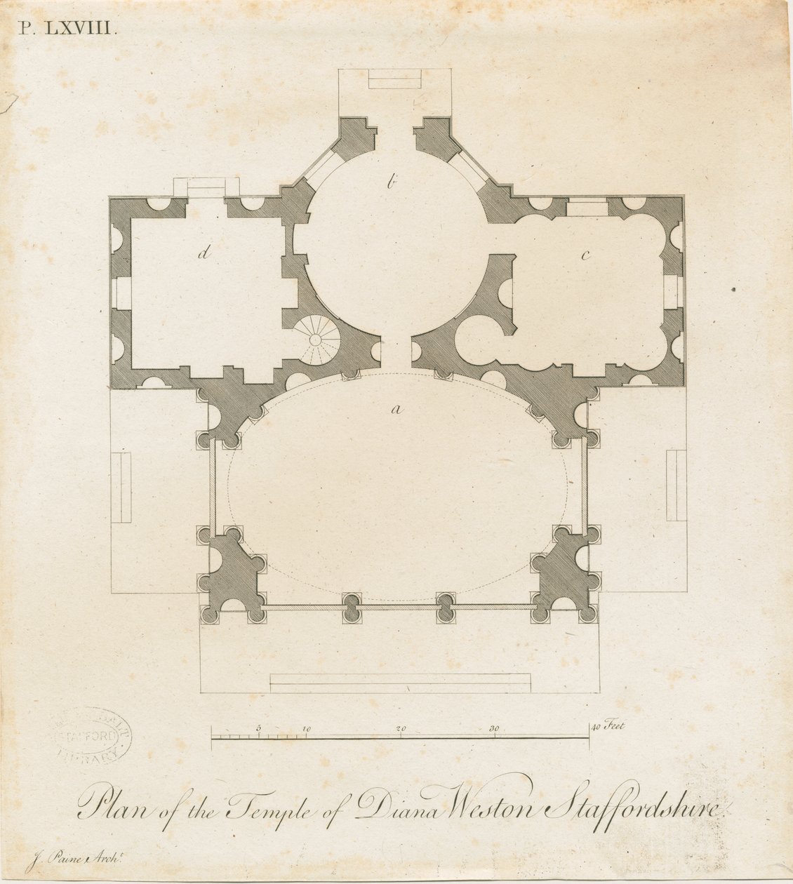 Weston-under-Lizard - The Temple of Diana: gravering, nd [c 1765-1770] (trykk) av James Paine