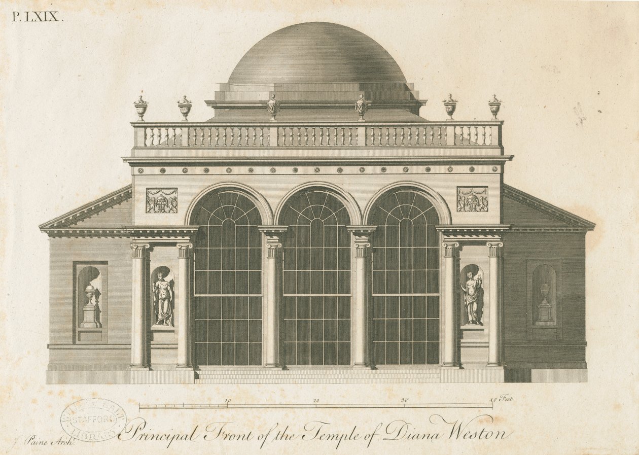 Weston-under-Lizard - The Temple of Diana: gravering, nd [c 1765-1770] (trykk) av James Paine