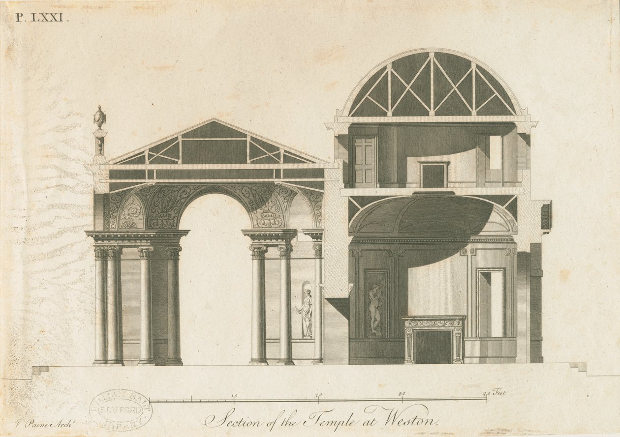 Weston-under-Lizard - The Temple of Diana: gravering, nd [c 1765-1770] av James Paine