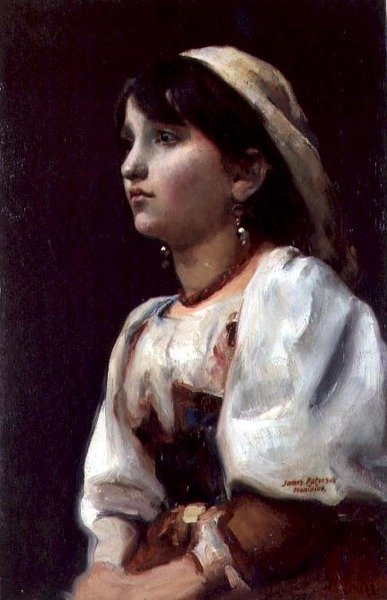 Italiensk jente, ca. 1890 (olje på lerret) av James Paterson