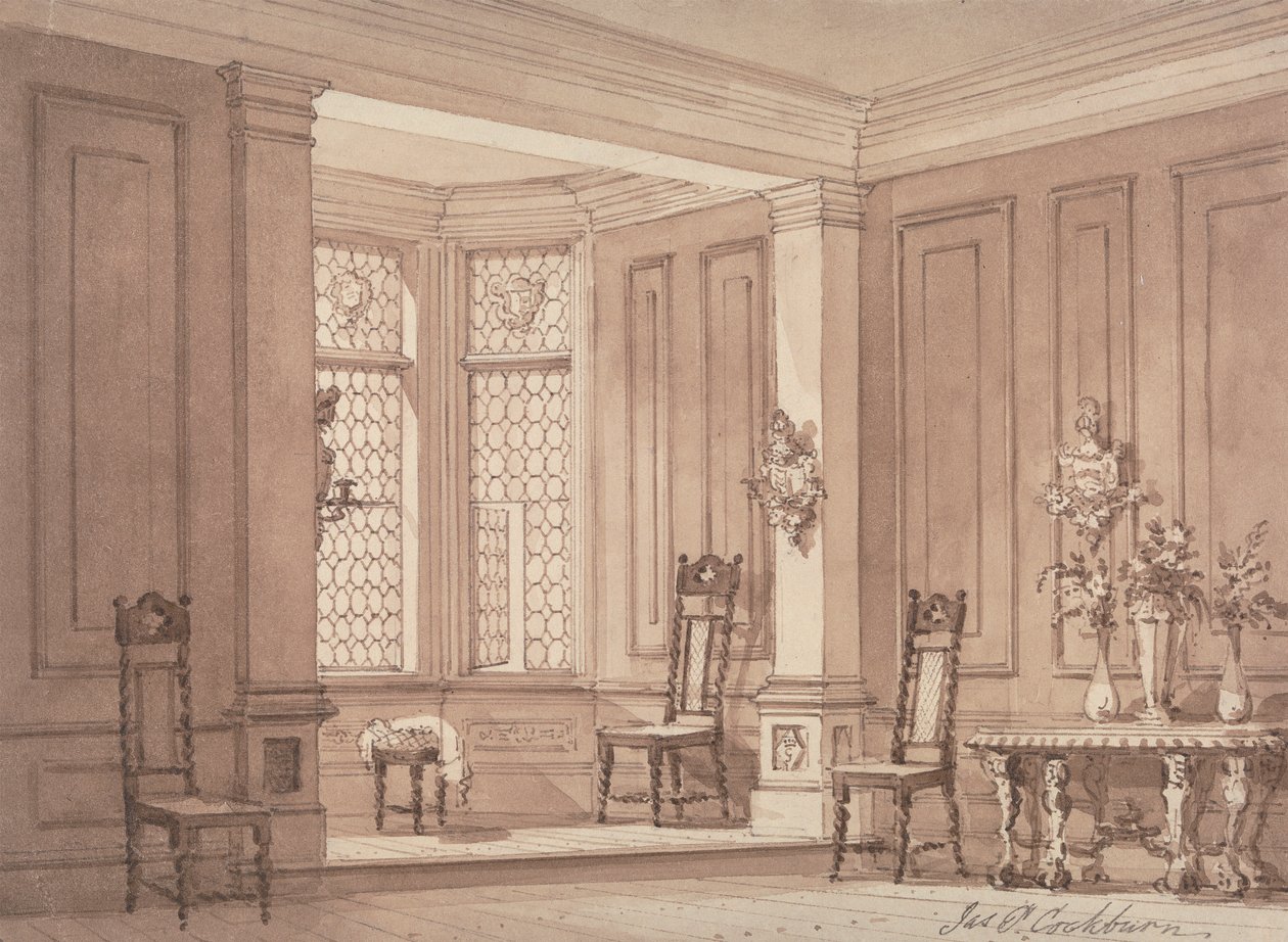 Hall i et gotisk herskapshus av James Pattison Cockburn