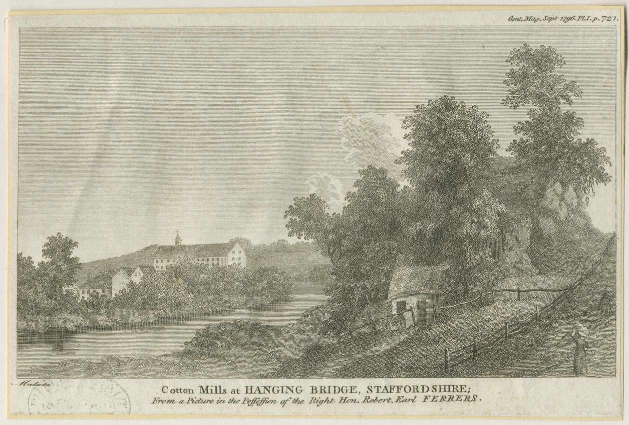 Mayfield - Hanging Bridge: gravering, nd [c 1796] av James Peller Malcolm