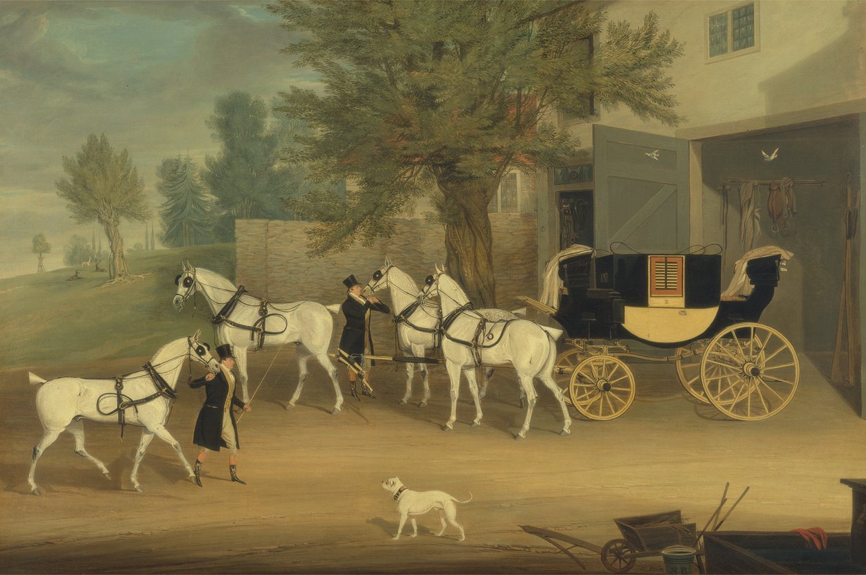 John Smith Barrys Private Drag and Grey Team i Marbury Hall, Cheshire (olje på lerret) av James Pollard