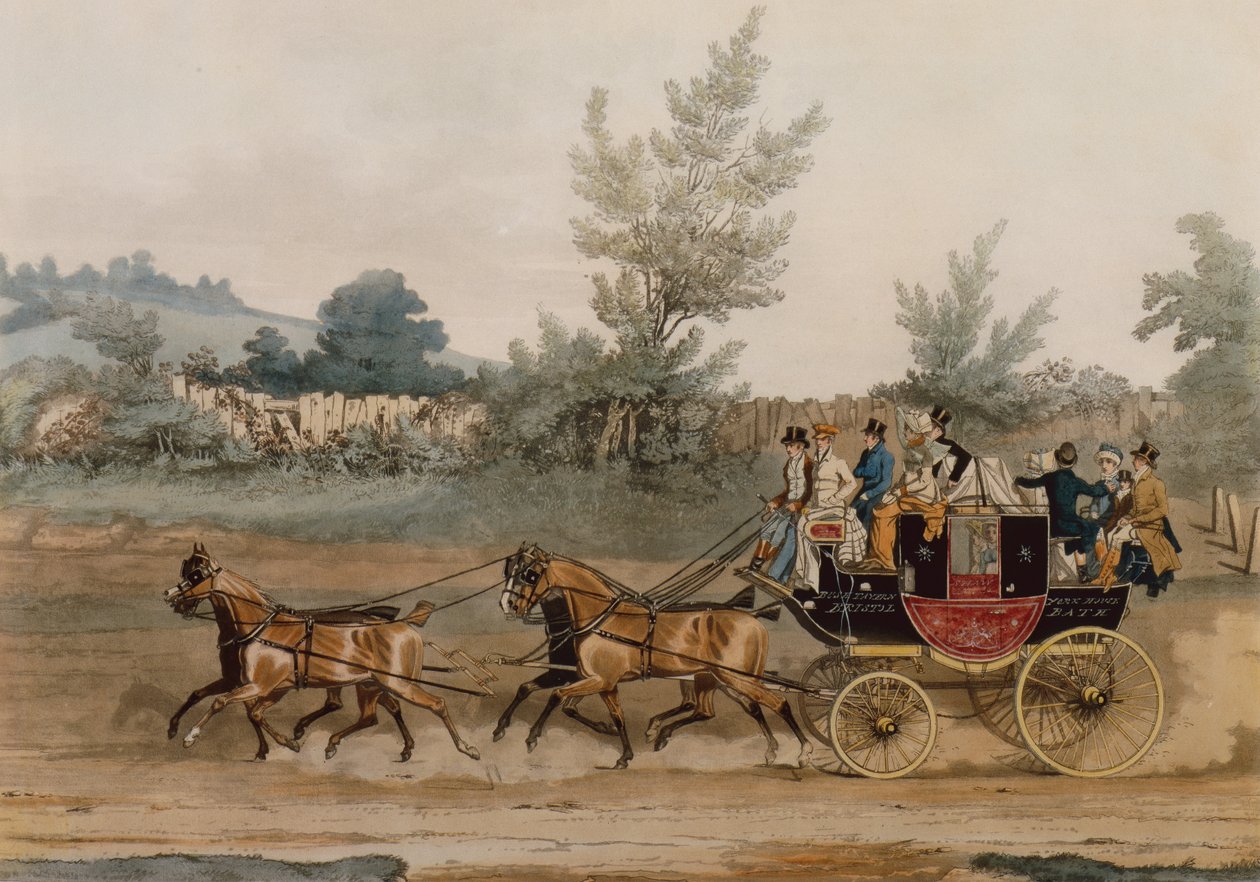 Light Post Coach (farget gravering) av James Pollard