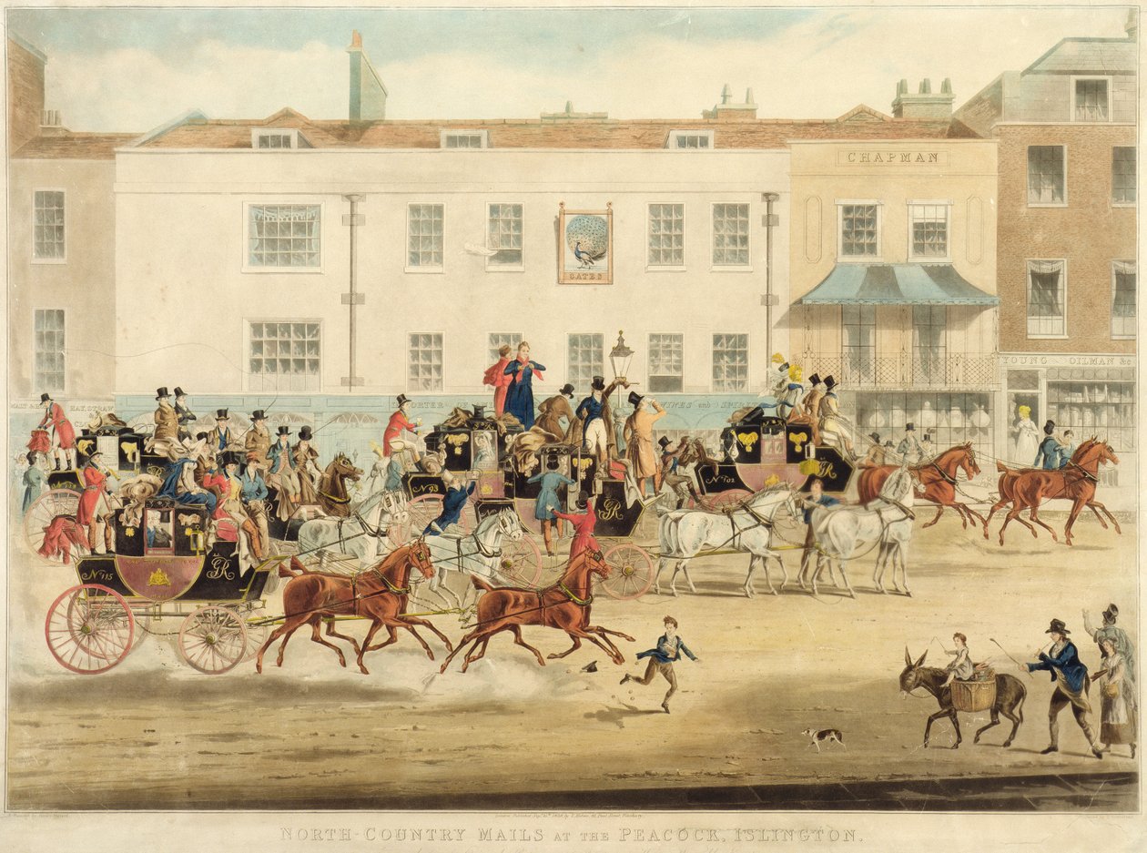 North Country Mails på The Peacock, Islington, 1838 av James Pollard