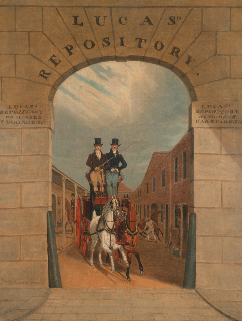Skolering av et par i en bremse på Lucas's Yard, Clerkenwell av James Pollard