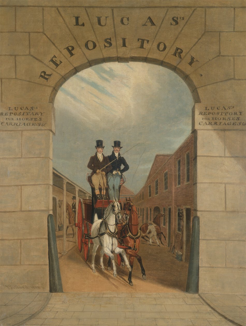 Skolering av et par i en bremse på Lucass Yard, Clerkenwell av James Pollard
