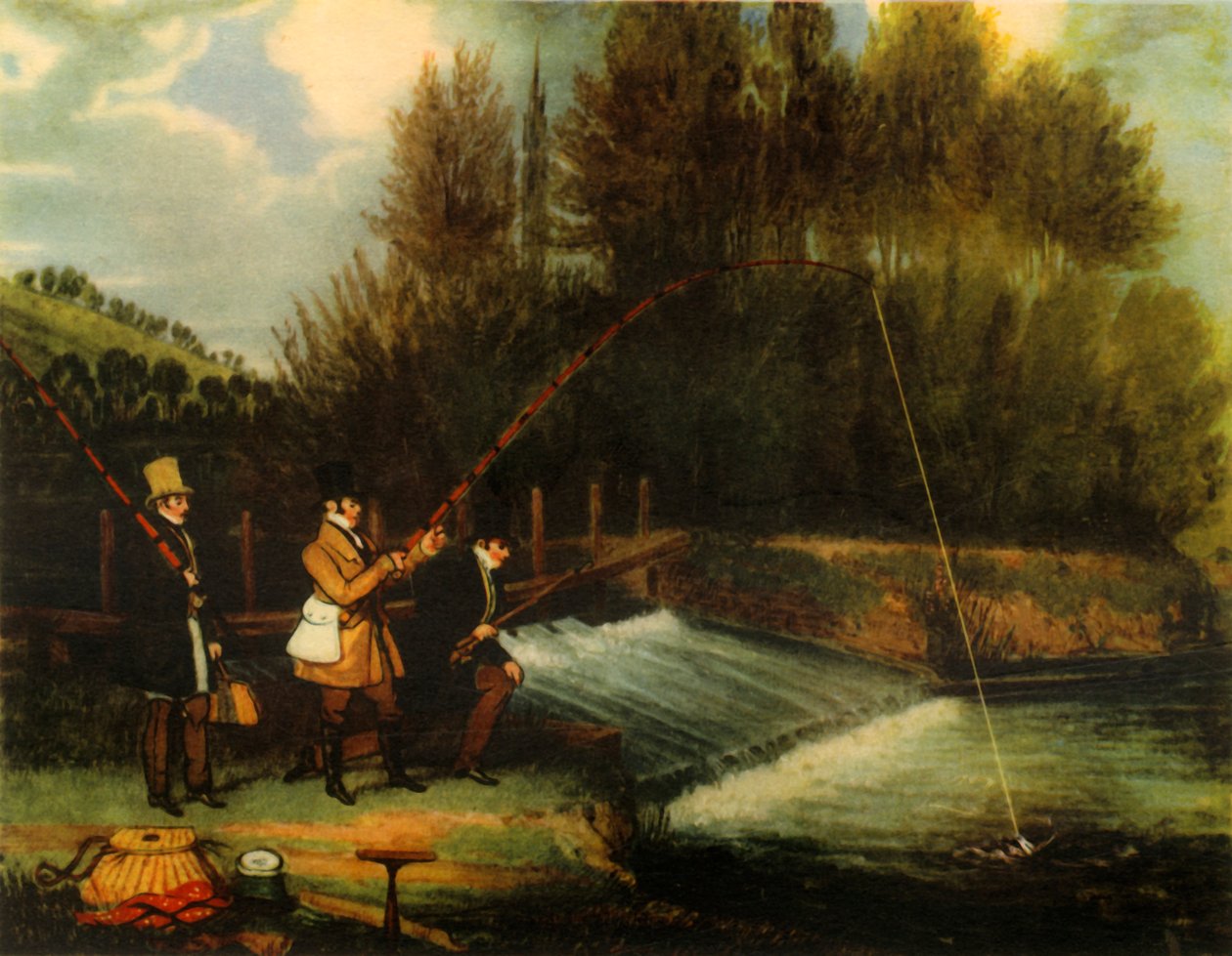 'Trolling for Pike in the River Lea', 1831, 1941. av James Pollard