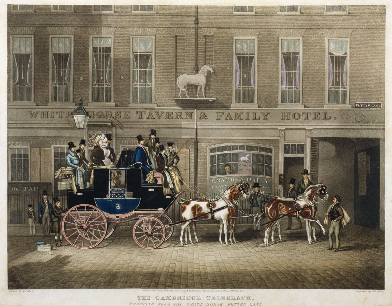 "The Cambridge Teelgraph", White Horse, Fetter Lane, London av James Pollard