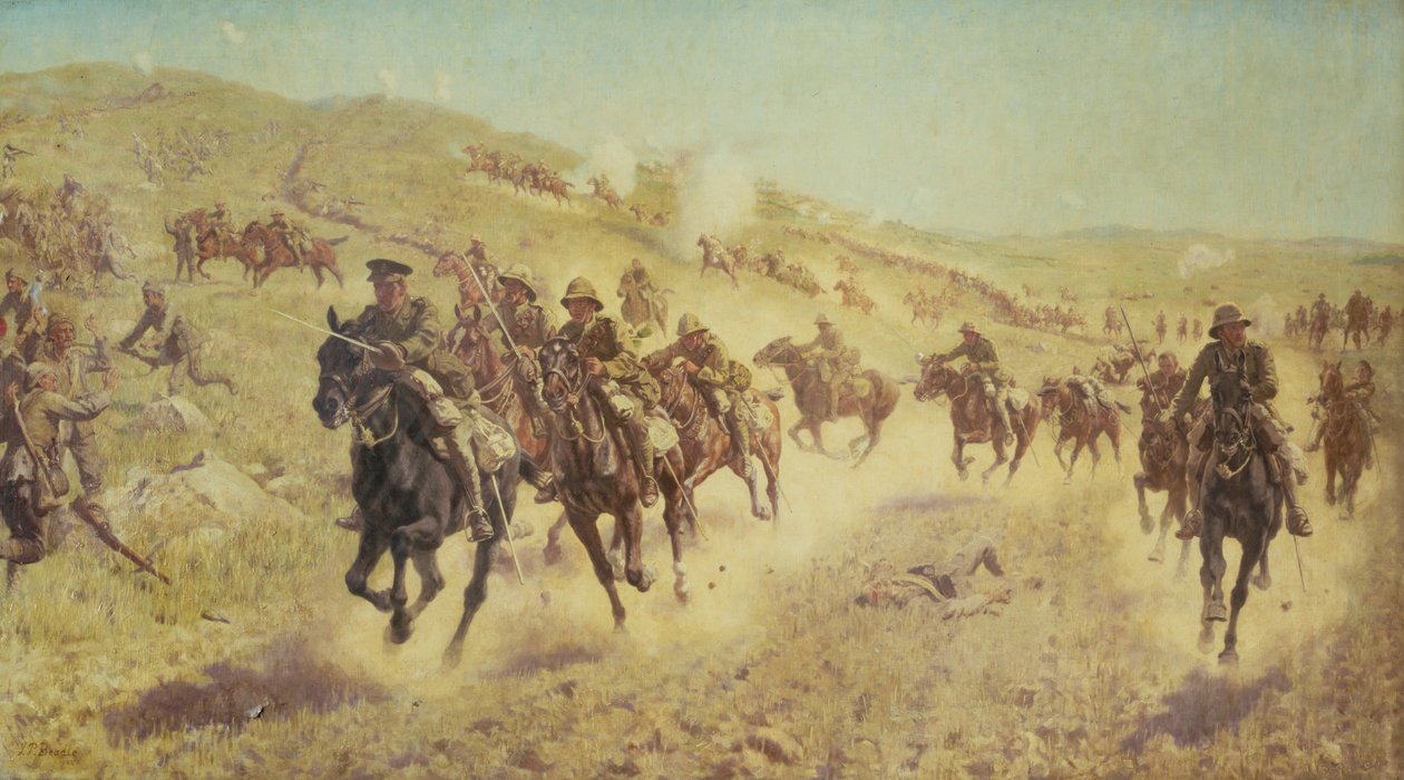 Palestina-kampanjen: Handlingen til den sjette monterte brigaden ved El Muhgar av James Prinsep Beadle