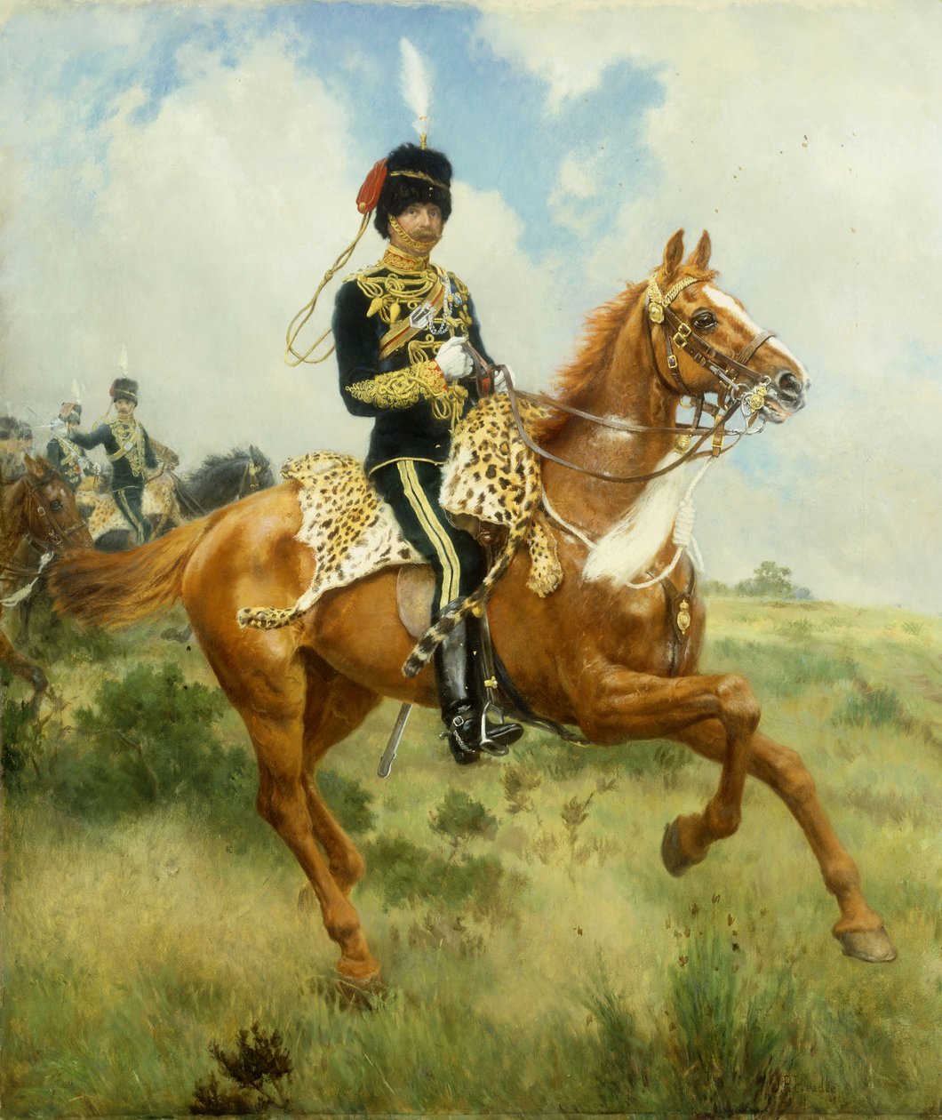 Portrett av oberst AG Lucas, fra Suffolk Yeomanry, til hest av James Prinsep Beadle