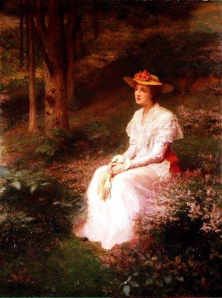 Elegant dame sitter i Woodlands av James R. Lee