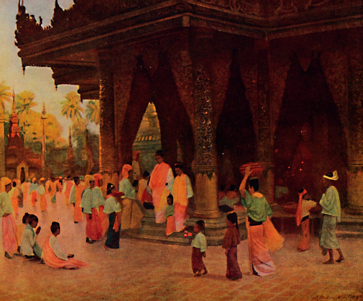 Tilbedere ved en helligdom i Gautama, 1913 av James Raeburn Middleton