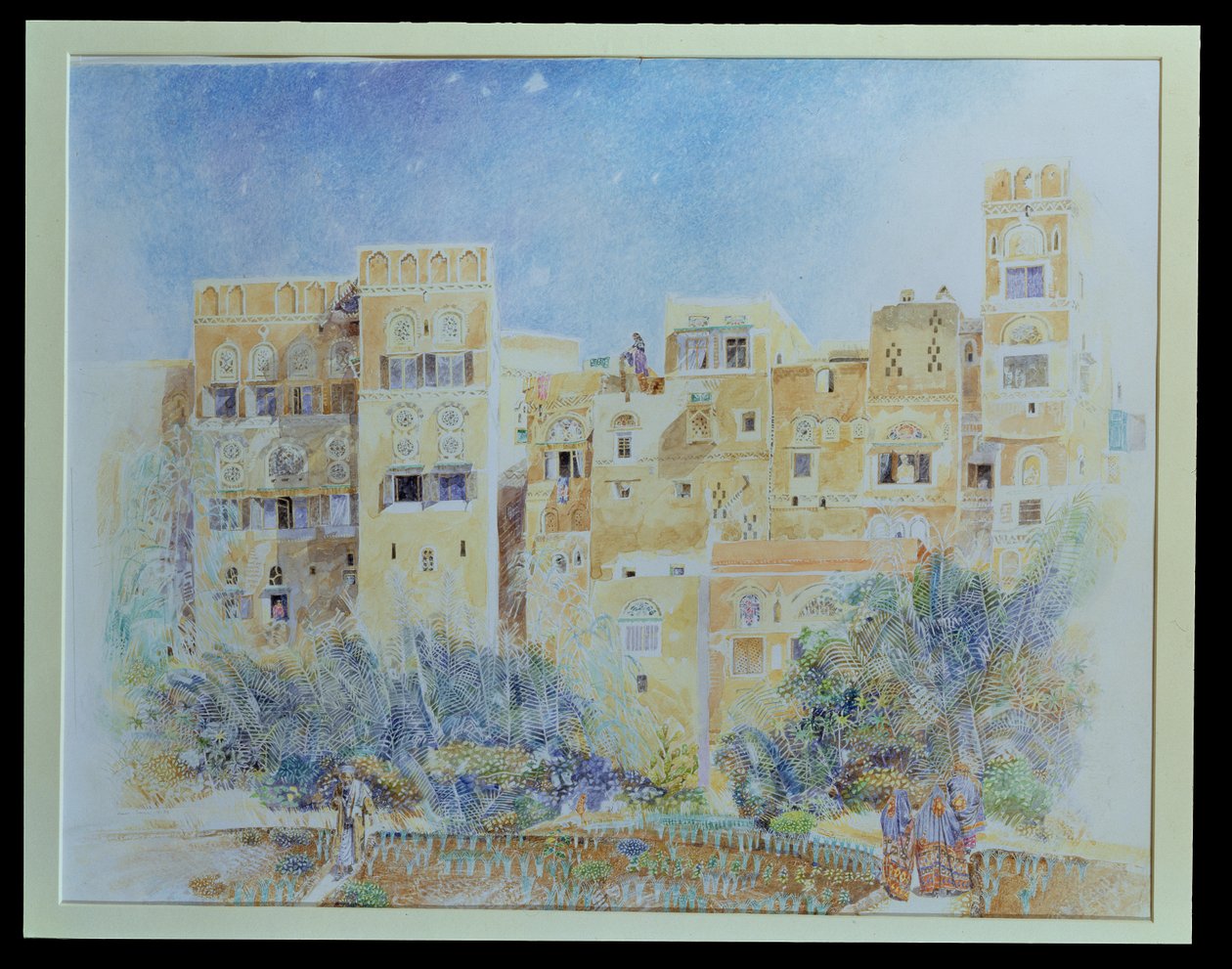 Kitchen Garden, Sanaa, Nord-Jemen, 1975 (wc på papir) av James Reeve