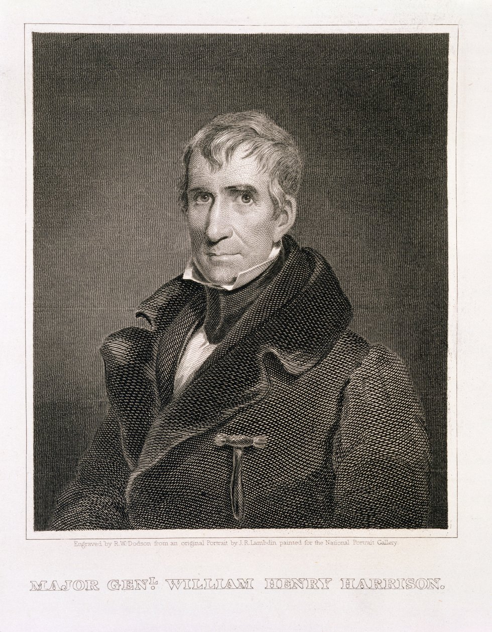 Generalmajor William Henry Harrison, gravert av Richard W. Dodson (1812-67) av James Reid Lambdin