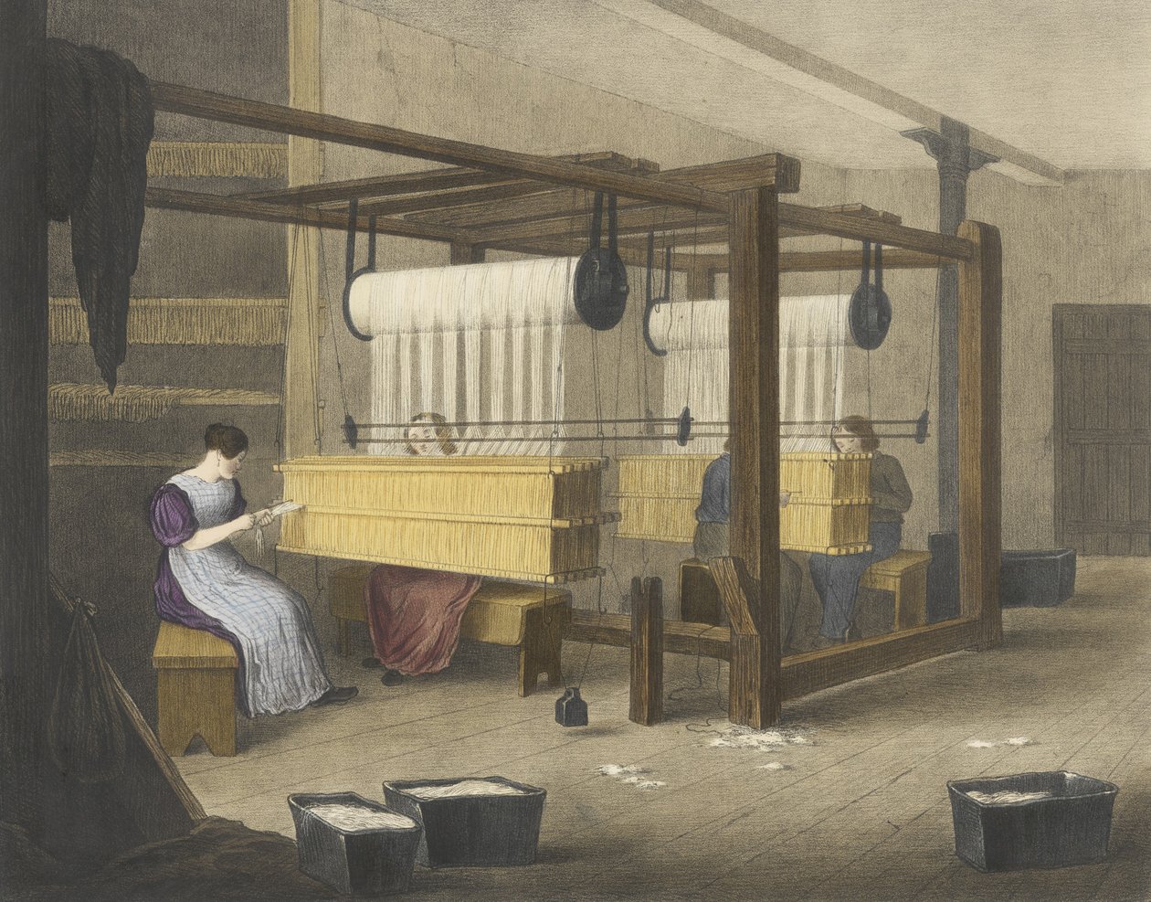 Reeding or Drawing in, Progress of Cotton nr. 9, pub. 1840 av James Richard Barfoot