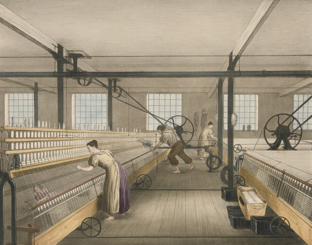 Spinning, Progress of Cotton nr. 6, pub. 1840 av James Richard Barfoot