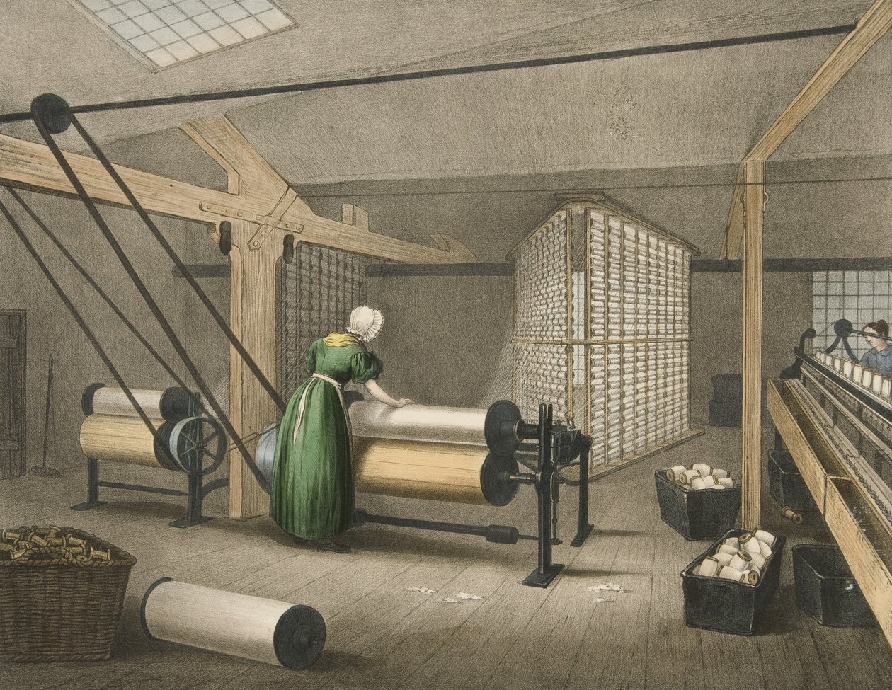 Warping and Winding, Progress of Cotton nr. 8, pub. 1840 av James Richard Barfoot
