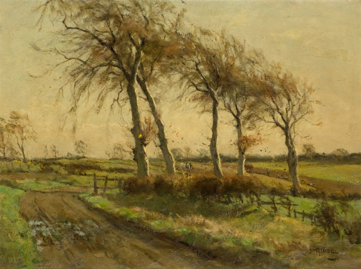En åpen dag om vinteren (olje på lerret) av James Riddel
