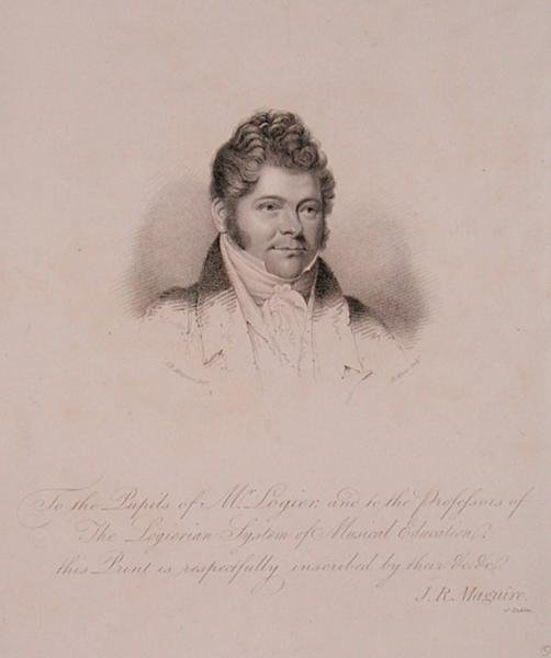 Portrett av Johann Bernhard Logier (1777-1846) gravert av H. Meyer (gravering) av James Robert (after) Maguire