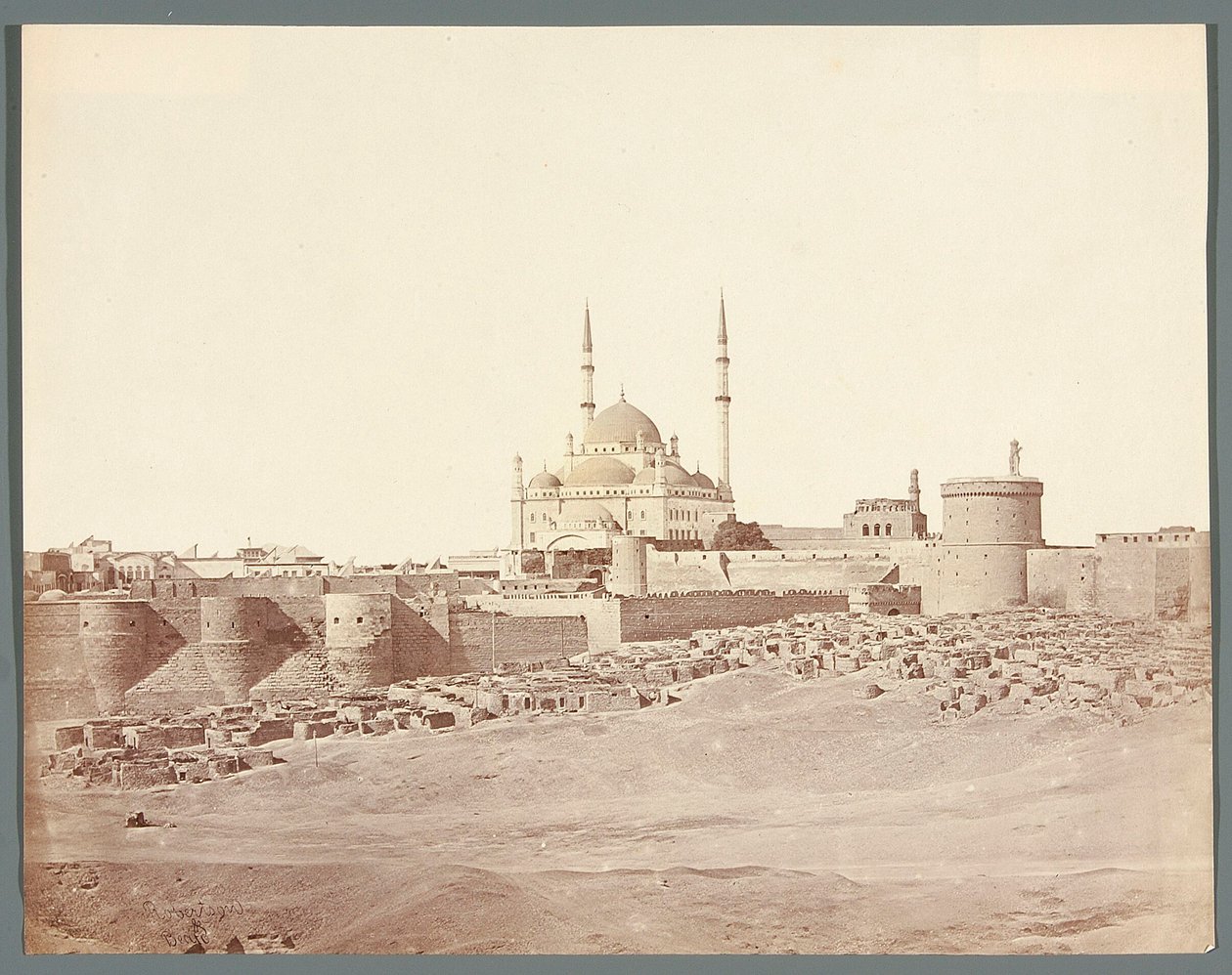 Egypt. Kairo. Oversikt over citadellet med Muhammad Alis alabastmoské (1830-1848) av James Robertson